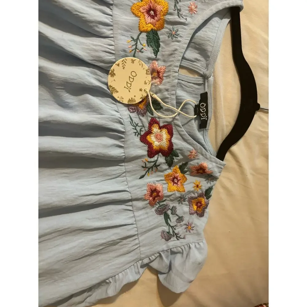 Oddi Oversized Embroidered Dress size Small - Light Blue - Picture 6 of 10